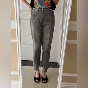 Frame Denim Womens Nouveau Le Mix Jeans Grey Two Tone Raw Hem